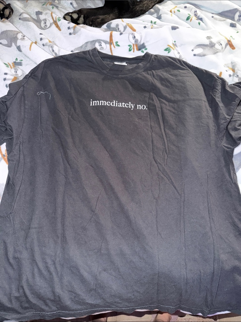 Comfort Colors Black Tee with "immediately no." Print
